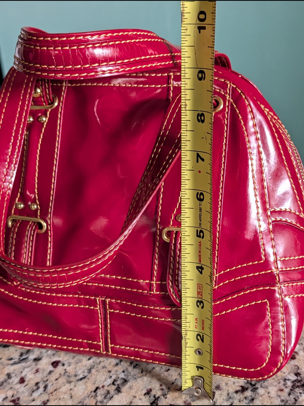 Maxx New York Red Patent Leather Bowling Satchel Bag EUC Y2K - Picture 8 of 16